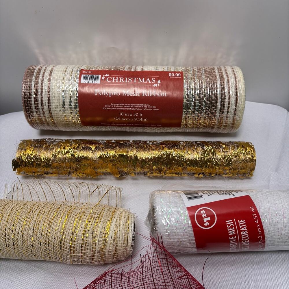 Christmas Mesh Ribbon - 5 Count - Picture 2 of 3